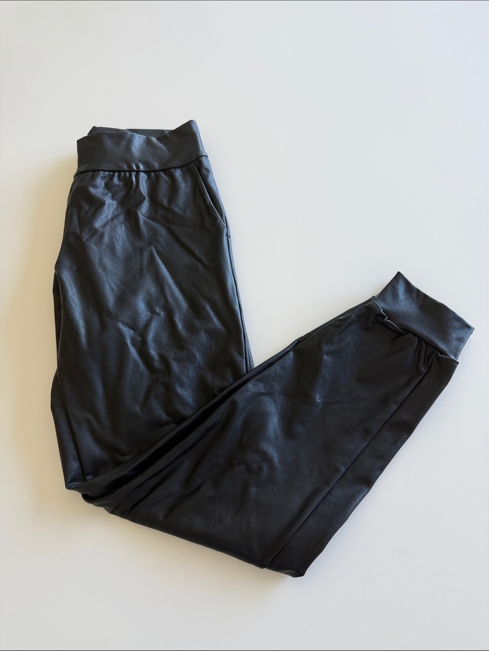 Commando Black Faux Leather Jogger Pants